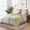 Finlonte Quilts Queen Size, 100% Cotton Lightweight, Real-Patchwork Farmhouse Floral Bedspreads for Queen Bed, Yellow Grey White Reversible Bedding Set All Season, 3 Pieces