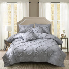 BedsPick Comforter Set Full, Oversize Bedding Sets 3 Pieces Cationic Dyeing, Pinch Pleated Comforter (84
